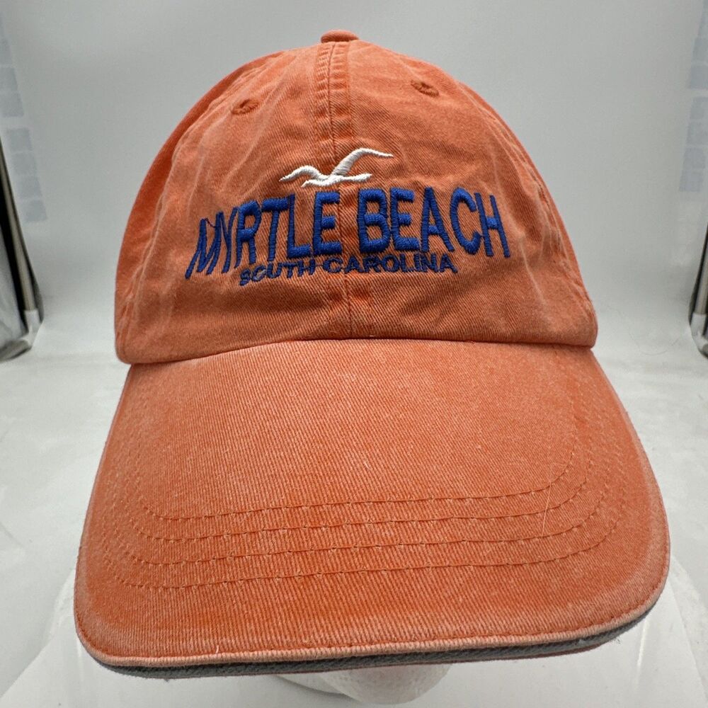 Myrtle Beach South Carolina Baseball Cap Orange Hat With Blue Logo